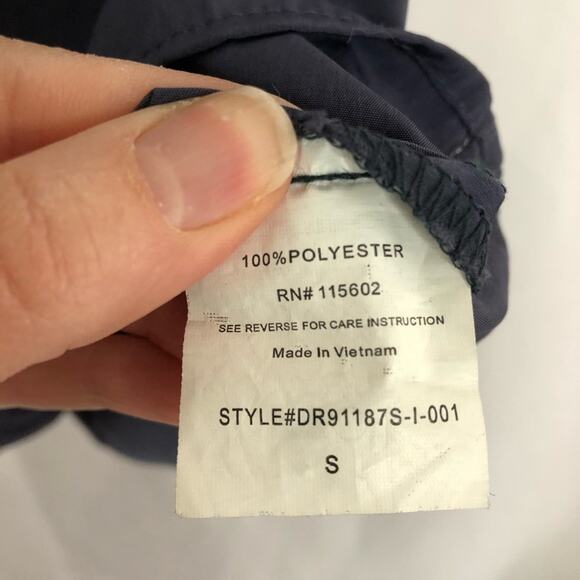 Lush Blue & Grey Open Back Deep V-Neck Dress Womens S Fit & Flare Party Mini - Picture 4 of 6